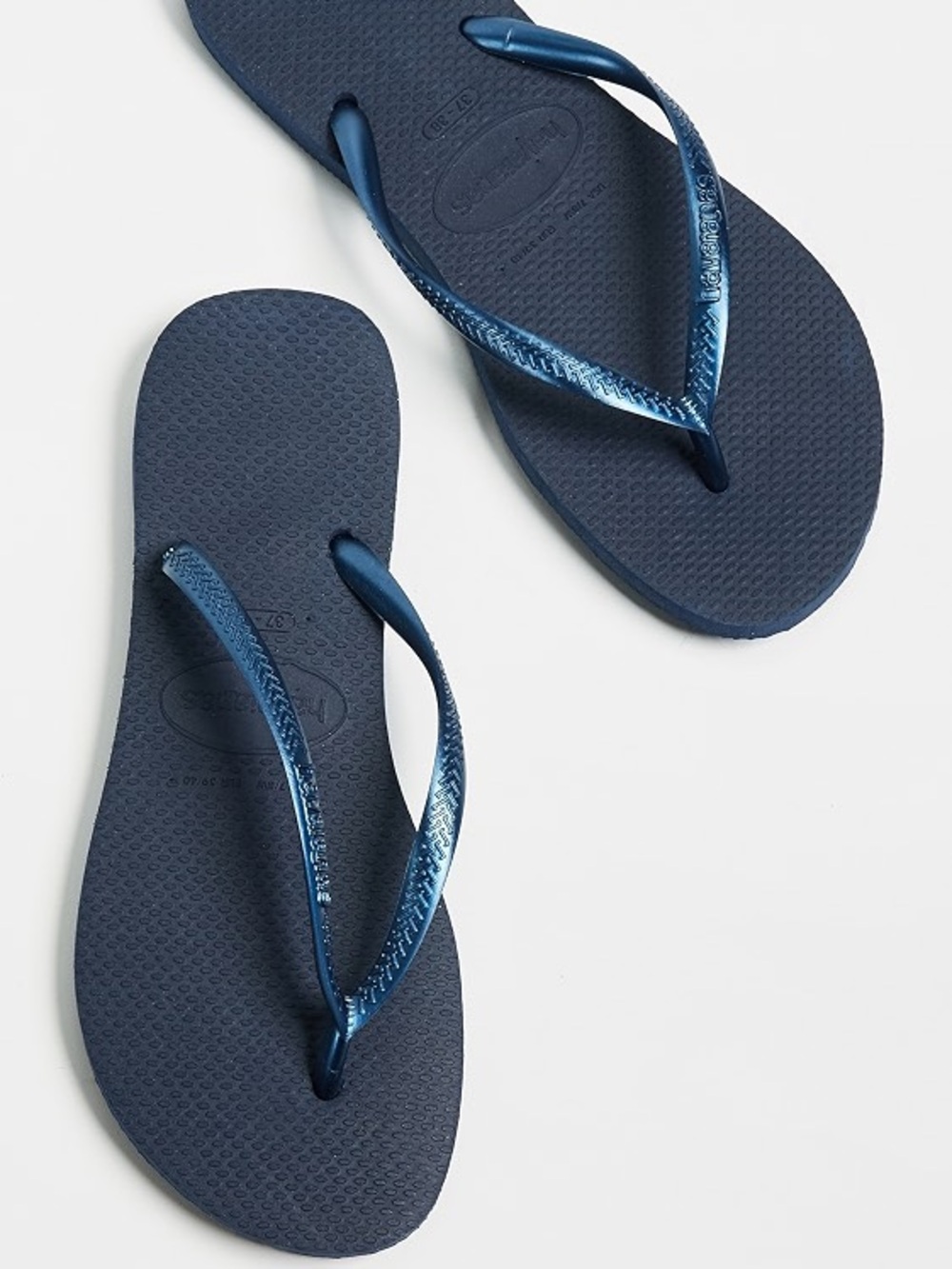 NWT Havaianas Thin Top Flip Flops Navy 37/38